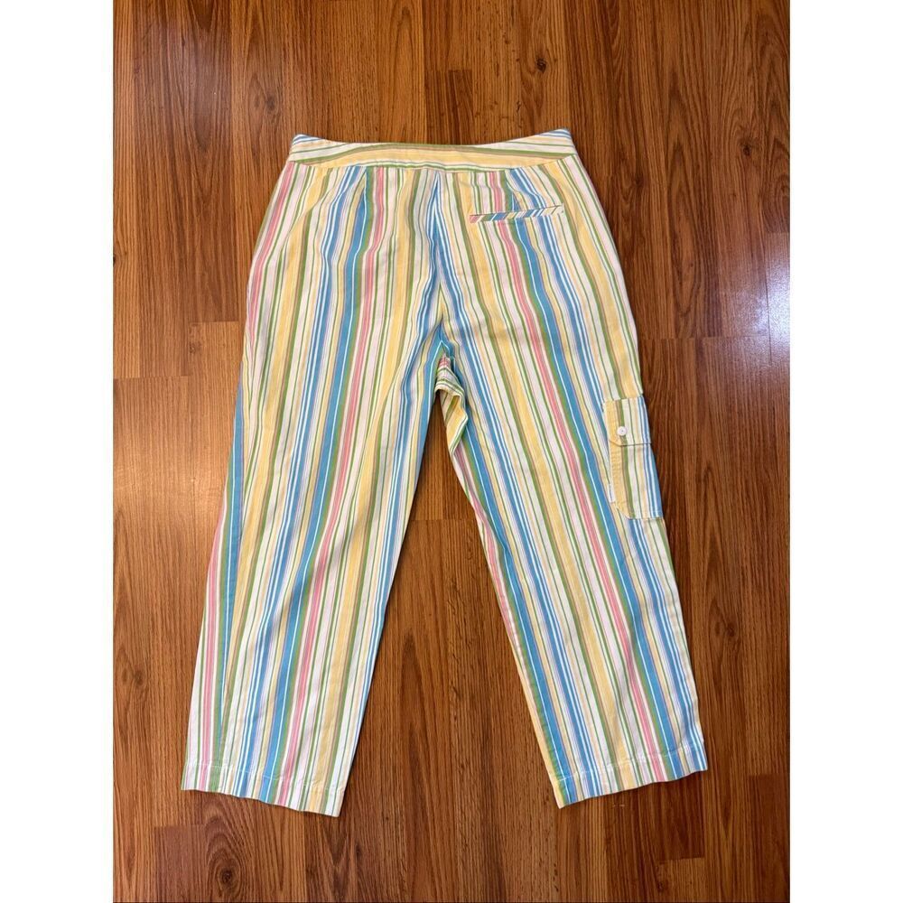 St Aumont Women's Striped Cotton Flat Front Golf Capri Pants Multicolor Size 8 - Picture 4 of 7